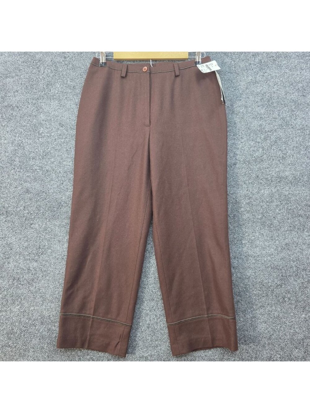Y2K Vintage Harvé Benard Wool Blend Crop Slacks Trousers 8 Brown Quiet Luxury